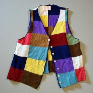 vintage knit color block sweater vest size XS